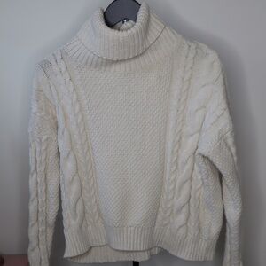 Madewell Knit Cowl Neck Sweater Cream SMALL